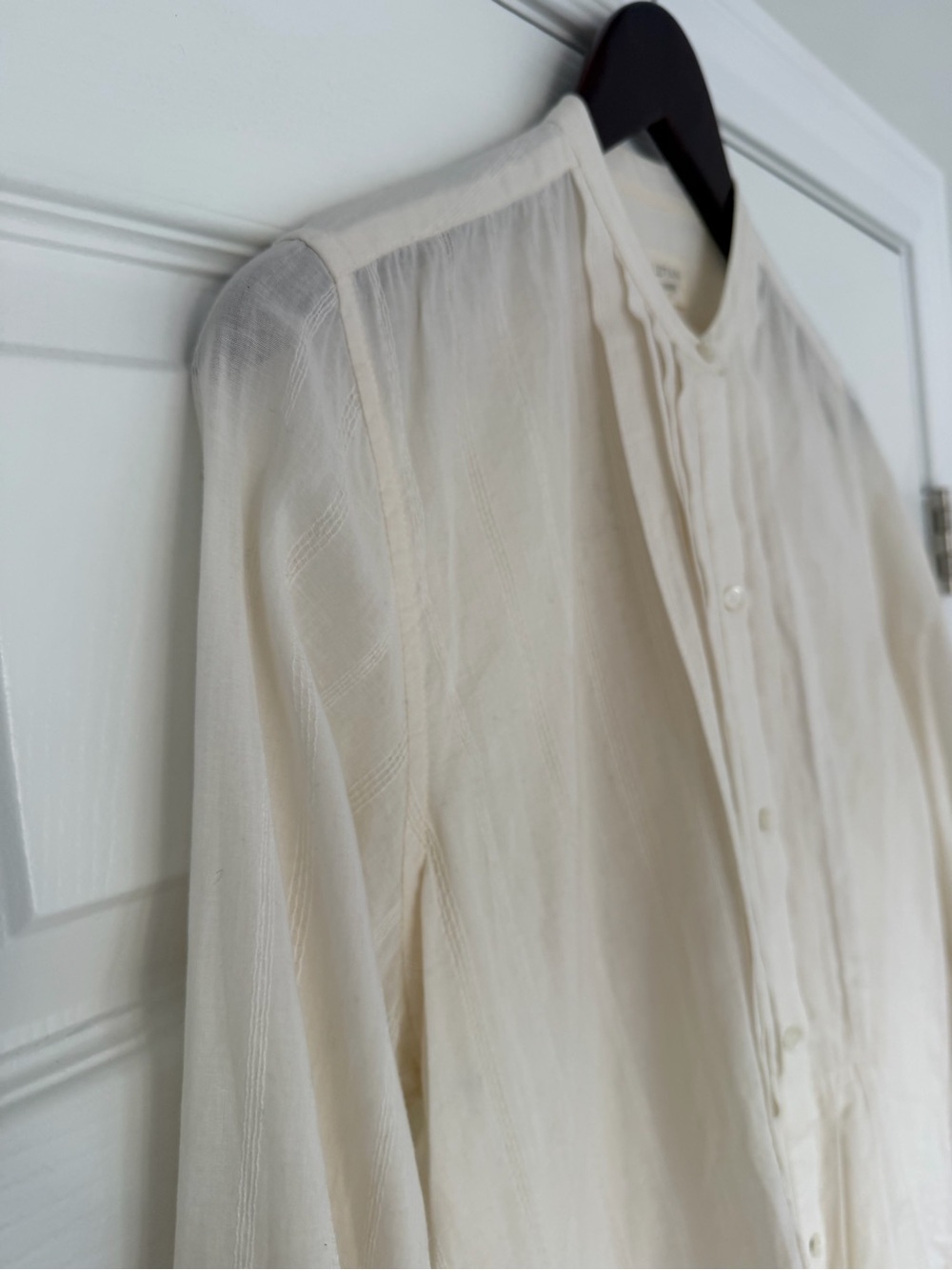 Nili Lotan Estelle Cotton Pintuck Pleated Front Button Blouse Size Medium - Picture 6 of 13